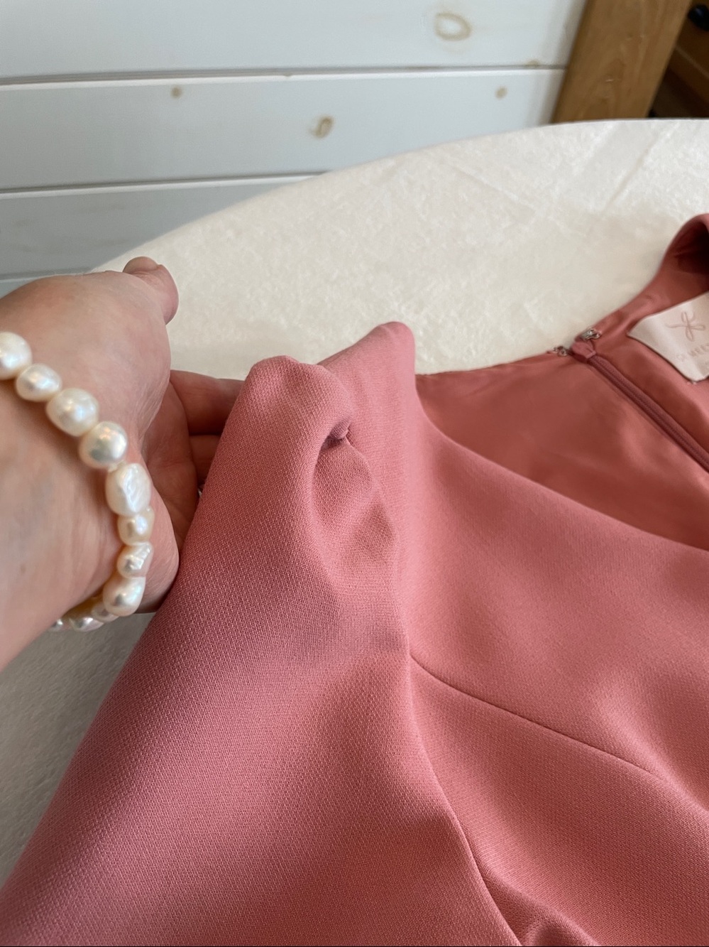 Gal Meets Glam Sz 8 Collection Kate V-Neck Fit & Flare Dress in Rosetta Pink - Picture 8 of 17